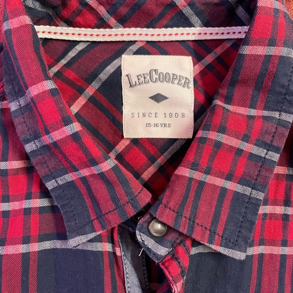 Lee Cooper Check Pure Cotton Shirt Red and Blue - Picture 4 of 4
